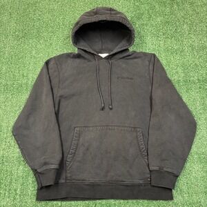 Palmes Hoodie Black Faded Embroidered Logo Pullover Sweatshirt Mens M
